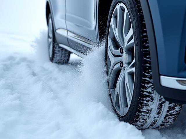 Teknisk illustrasjon av firehjulsdrift i aksjon på vinterføre